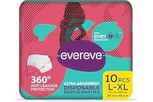 EverEve Ultra Absorbent Disposable Period Panties, L-XL, 10's Pack, 0% Leaks, Sanitary protection for women & Girls, Maternit