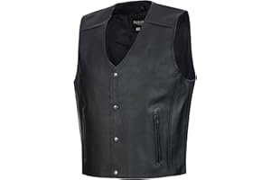 PAULGOS Lederweste Weste Kutte Leder Biker Rocker Motorrad Clubweste Bikerweste Motorradweste Schwarz BW3