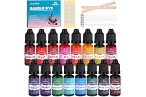 LUCPICT Kerzenwachs Farbe – 16 Farben Flüssiger Kerzenwachs Farbstoff für die Kerzenherstellung, ölbasierter Kerzenfarbstoff für Sojawachs, Bienenwachs, Paraffinwachs, Palmwachs, Gelwachs