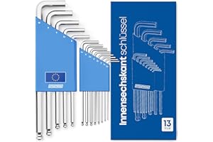 Effektwerk - 13-Piece Hex Key Set - 1,27-10 mm - Long Arm Ball End Hex Set with Handled Folding for Bikes - Hexagonal Wrench for Electric Repairs