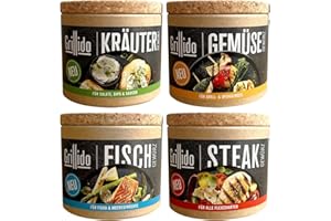 ‎GRILLIDO Grillido Gewürzsetbox I Grill-Gewürze Selection Around the World I Kräuter-, Gemüse-, Steak- und Fischgewürz I ideal als Geschenkbox