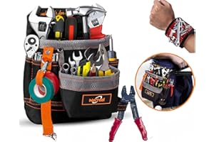 MIOKE Marsupio Borsa a Attrezzi,Tasche porta utensili da cintura,Braccialetto magnetico Impermeabile Cintura porta attrezzi da lavoro,Perfetta per Fai da te Elettricisti Falegnami Muratori (grigio)