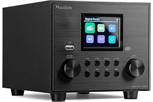 Audizio Vieste - DAB Radio mit Bluetooth, Digitalradio, 60 Watt Lautsprecher, DAB Plus Radio mit USB Anschluss, FM & UKW, Weckerfunktion, 20 Speicherplätze, Auto-Suchlauf, Küchenradio DAB mit Display