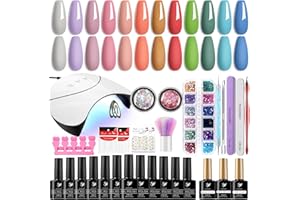 Phoenixy 12 Colori Kit Semipermanente Unghie, Kit Unghie Gel Completo con 36W Lampada UV Led Unghie, Smalto Semipermanente Unghie Rosso Blu con Base Opaca Lucida Top Coat Regalo per Donne