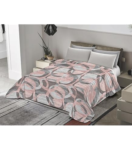 Tata Home Copriletto trapuntino primaverile estivo letto Matrimoniale 260x260 cm Trapunta Leggera e Traspirante Disegno Quadri Geometrici Made in Italy Mod. Cubic Grigio Giallo