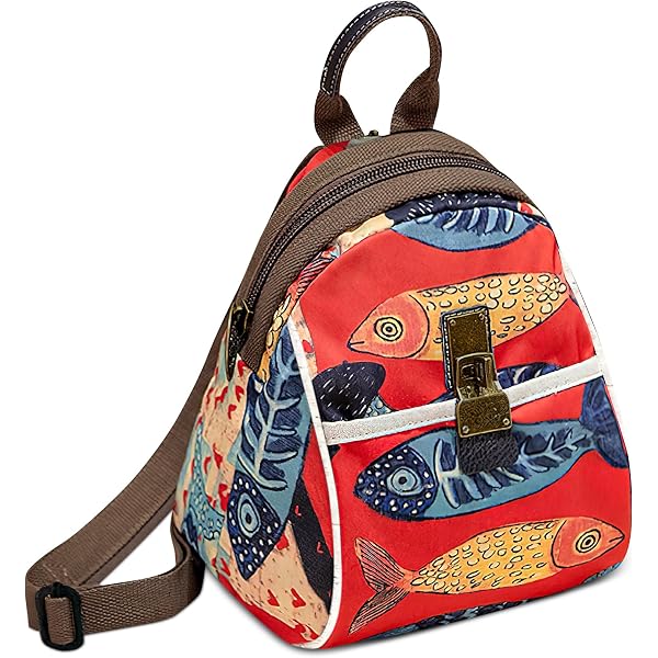 Sac à Dos Femme DEEVORCA Rétro - Multifonction Anti-vol Imprimé Sport Voyage - Modèle Rouge A