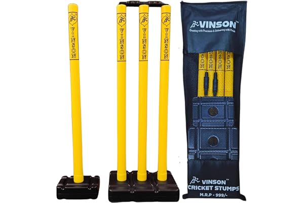 Vinson Senior Cricket Stumps Set - 30 Inches Durable, Full Size and Sturdy Cricket Wicket Set with Extra Bowling Side Wicket for Indoor and Outdoor Cricket Practice for Kids & Adults.