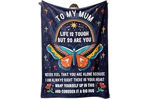 Niyewsor Gifts for Mum, Blanket with Butterfly & Letter Print, Mum Birthday Gifts from Daughter Son, Presents for Mum on Mothers Day, Valentines Day, Soft Throw Blanket 50" x 60"