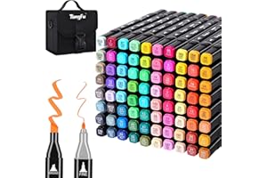 TongFu Marcatore 80+2 Colori, Pennarelli Doppia Punta Impermeabile, Pennarelli Professionali con Base e Borsa Grigio per il Trasporto, Pennarelli ad Alcool per Studenti, Fumettisti