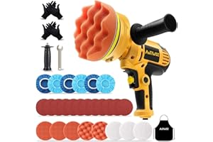 AUTIWOZ 5-Inch Rotary Car Polisher Buffer Sander 700W Mini Waxing Polishing Machine for Car Boat Floor DIY Polish Buffing Cleaning Variable 6 Speeds with 125mm Pad Bonnet