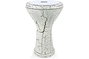 VD VATAN Orientalische Solo Darbuka mit Zubehör gerissener Lack Effeckt Weiß/Schwarz