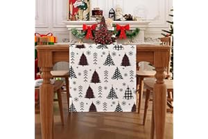 ETOLISHOP Tischläufer Weihnachten 40x140 Kiefern Weihnachtsbaum Plaid Weihnachten Tischläufer Modern Winter Küche Tisch Dekoration,Weihnachtstischdecke Läufer für Winter Drinnen Urlaub Party