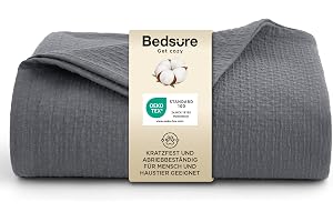 BEDSURE Överkast 100 % bomullstäcke 150 x 200 – hundfilt