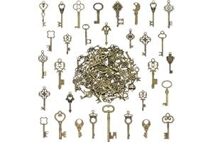AEBDERP 125 Pcs Mixed Vintage Skeleton Key Small Handmade Charms Old Bronze Pendant Set for DIY jewellery Making Wedding Favours Mini Rustic Room Decor Steampunk Craft Party Supplies