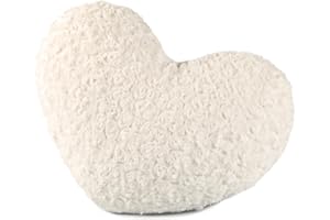 CelinaTex Rose Decorative Cushion, Plush Sofa Cushion, Cuddly Cushion. Heart Cushion, 40 x 25 cm, White