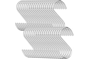 LOLYSIC S Haken 100 Stück Heavy Duty Edelstahl S Form, silberfarben, schwere Metall-S-förmige Haken, Badezimmerutensilien, Pflanzen, Handtücher, Gartenarbeit (Silber)