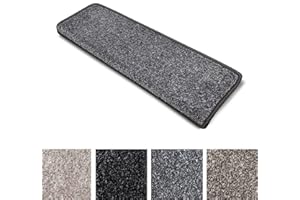 CASA PURA Tappetini per Scale Interne - Copri - Gradini Antiscivolo ad Uso Intensivo, Combinabili con Tappeti e Passatoie in Vari Colori e Misure - Rettangolari - Set da 15-65x23.5 cm - Grigio