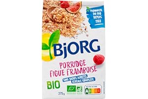 Bjorg Porridge Figues Framboises Bio - Céréale complète pour le petit-déjeuner - 375 g