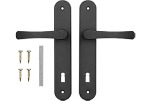 ADGO Maniglia per Porta Set di Maniglie per Porta con Serratura 90 mm Pan di Spagna, Maniglia in Alluminio, Rosetta in Acciaio Zincato a Polvere, Sinistra e Destra, Set di Viti di Montaggio, Nero