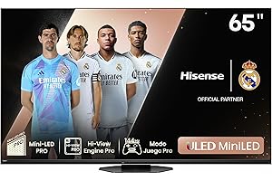 Hisense 65U8NQ - Mini-LED Televisor, 65 Pulgadas,con Quantum Dot Colour, 2.1.2 Sonido multicanal, Modo Juego de 144Hz VRR 240 fps, Dolby Vision IQ & Dolby Atmos, Procesador Hi-View Engine (Nuevo 2024)