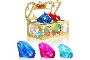 Suilung 13 Giocattoli di Gemme Acriliche Giocattolo da Piscina con Gemme da Immersione Inclusi 12 Scatola di Plastica per Tesori e Pietre Preziose Scatola di Tesoro per Bomboniere Festa Compleanno