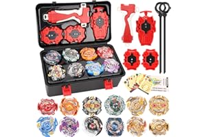 BananMelonBM Battling Top Burst Gyro Toy Set for Kids, 12 Spinning Tops, 3 Launchers with Storage Box, Turbo Set Metal Fusion Game Gyro for Boys Children