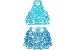 Mufeng Ensemble Danse Latine Fille Robe Danse Enfant Costume Danse Moderne Jazz Hip hop Robe Danse Classique Tutu Ballet Brillant Dancewear 3-16 Ans