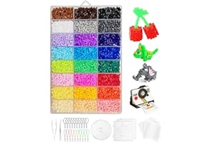 Noa Home Deco 24000 Mini Cuentas para Planchar, Juego de Plásticos Abalorios,Con Patrones De Accesorios De Placa, Para Diy Manualidades Manualidad (2,6 Mm, 24 Colores)