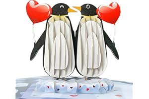 CUT POPUP.COM CUTPOPUP Penguin Couple Pop Up Anniversary Cards, Wedding Anniversary Card, 3D Valentines Day Romantic Love Gifts for Her Him Wife Husband Mum Dad Son Daughter (Penguin Couple) US8-AN150UK