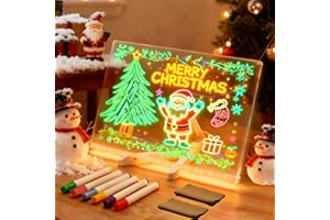 PIPIHOME LED Zeichenbrett, Leuchtendes Led Zeichenbrett für Kinder, Doodle Maltafel, Led Notiztafel mit 7 Farben Stift, 30x20 CM Acryl Leuchttafel Kreatives Geschenk für Mädchen Teenager Weihnachts