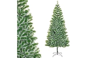 HOMCOM Sapin de Noël Artificiel 210 cm Enneigé 968 Branches d'épine Imitation Nordmann Grand réalisme