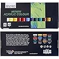 BRUSTRO Artists Acrylic Colour Paint - Set of 12, 40ml Color Tubes | Vibrant Shades,Soft Bodied,Water-based,Non-toxic,Inter-mixable,Ideal for Paper,Canvas,Cardboard, Fine Art Students,Professionals