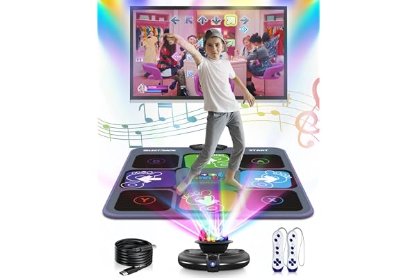 Acelufly Tapis de Danse pour TV avec caméra, Tapis de Jeu antidérapant avec 2 poignées sans Fil et Boule Disco colorée, Jeu de Tapis de Danse pour Enfants et Adultes, Cadeau pour garçons et Filles