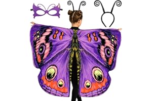 Tacobear Schmetterling Kostüm Kinder Mädchen Schmetterlingsflügel mit Maske Haarreif Schmetterling Umhang Flügel Halloween Kostüm Karneval Fasching Weihnachten Cosplay