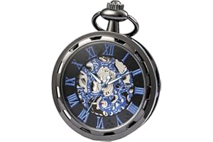 SEWOR Nouveau Design Unique Face à la Main mécanique Vent Montre de Poche complète Sliver