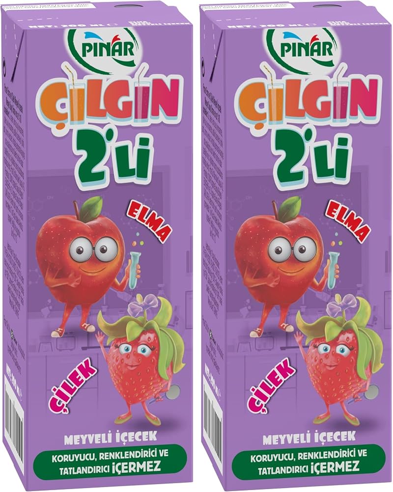 PINAR ÇILGIN İKİLİ ELMA ÇİLEK 200ML 2li paket
