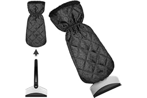 Huiguli Raschietto Vetro Auto con Guanto, Raschietto per Ghiaccio Vetro Auto, Spatola per Ghiaccio SUV Furgoni, Sbrinare Parabrezza e Finestrini della Macchina, Nero