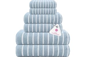 Casa Copenhagen Ecstatic Juego de Toallas de 6 Piezas - Azul Polvo, 600 g/m², 2 Toallas de baño, 2 Toallas de Mano, 2 paños faciales, Suave algodón Egipcio, para baño, Cocina y Ducha