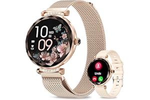 FITONME Smart Watches for Women,1.19" AMOLED Women Smart Watch With Bluetooth Call,100+ Sports Modes,Heart Rate/Blood Pressure/SpO2 Monitor,IP68 Waterproof,Fitness Tracker,Smartwatch for Android/iOS Rose Gold