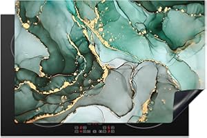 KitchenYeah© Induction Hob Protector Mat 20.5"x31.5" / 80x52 cm Stove Cap Top Cover Kitchen Cooker Covers for Electric Hobs Vinyl Gold - Marble - Green - Luxe - Marble Look - Grey