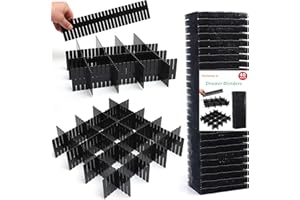 Flytianmy 40 Pcs Séparateurs de Tiroir, Organisateur de Tiroir Réglables pour sous-Vêtements, Chaussettes, Maquillage, Fournitures de Bureau, Noir