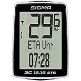 Sigma Sport Fahrrad Computer BC 16.16 STS, 16 Funktionen, Ankunftsanzeige, Kabelloser Fahrradtacho, Schwarz