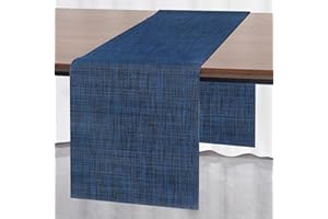 Myir JUN Camino de Mesa, Camino de Mesa Moderno PVC Termoaislante para Manualidades Lavable para Comedor Cocina para Interior y Exterior Fiesta Vacaciones Decoración de Mesa 30 x 183 cm (Azul Oscuro)