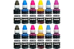 Supply Guy Tusze kompatybilne z Epson T673 dla EcoTank L800 L805 L810 L850 L1800 (12 x 70ml)