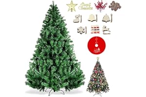 SINCHEREU Arbre de Noël Artificiel, 6ft Holiday Xmas Tree 1250 Branch Tips, Easy Assembly, Iron Stand, for Home,Including12 Accessories Tree Skirts