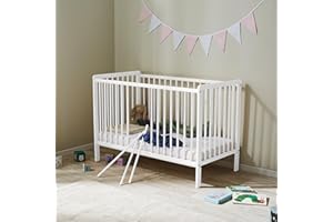 Kids Collective Lit bébé lit Enfant 60 x 120 cm - Hauteur réglable et échelons Amovibles en Option - Blanc très Stable - Fabriqué en Europe