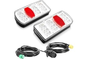 ETUKER Feux Remorque LED 13 broches 12/24V 7Functions Kit Éclairage Remorque 13 broches avec 5.5M Précablé Feu Arriere pour Remorque