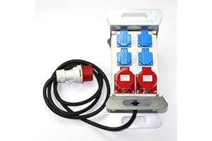 CEE Baustromverteiler Starkstrom Schuko Adapter Verteiler Tragegriff 4 x 230V 2 x 400 V 5-polig 16A IP44 Outdoor Baustellen, Caravan, Wohnmobil, Wohnwagen, Festzelte solartronics SP-A6Mc-P015