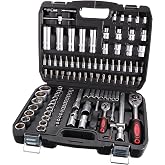 SIXTOL TOOL SET 108 Tool Set 108uds | Gola in Case | 1/4" and 1/2" Ratchet | Metal Lock