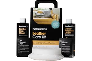 Kit d’Entretien pour Meubles en Cuir Furniture Clinic – Kit de Nettoyage Premium pour Canapés & Mobilier en Cuir – Nettoyant Cuir & Conditionneur Cuir 250 ml – Tous Types de Cuir